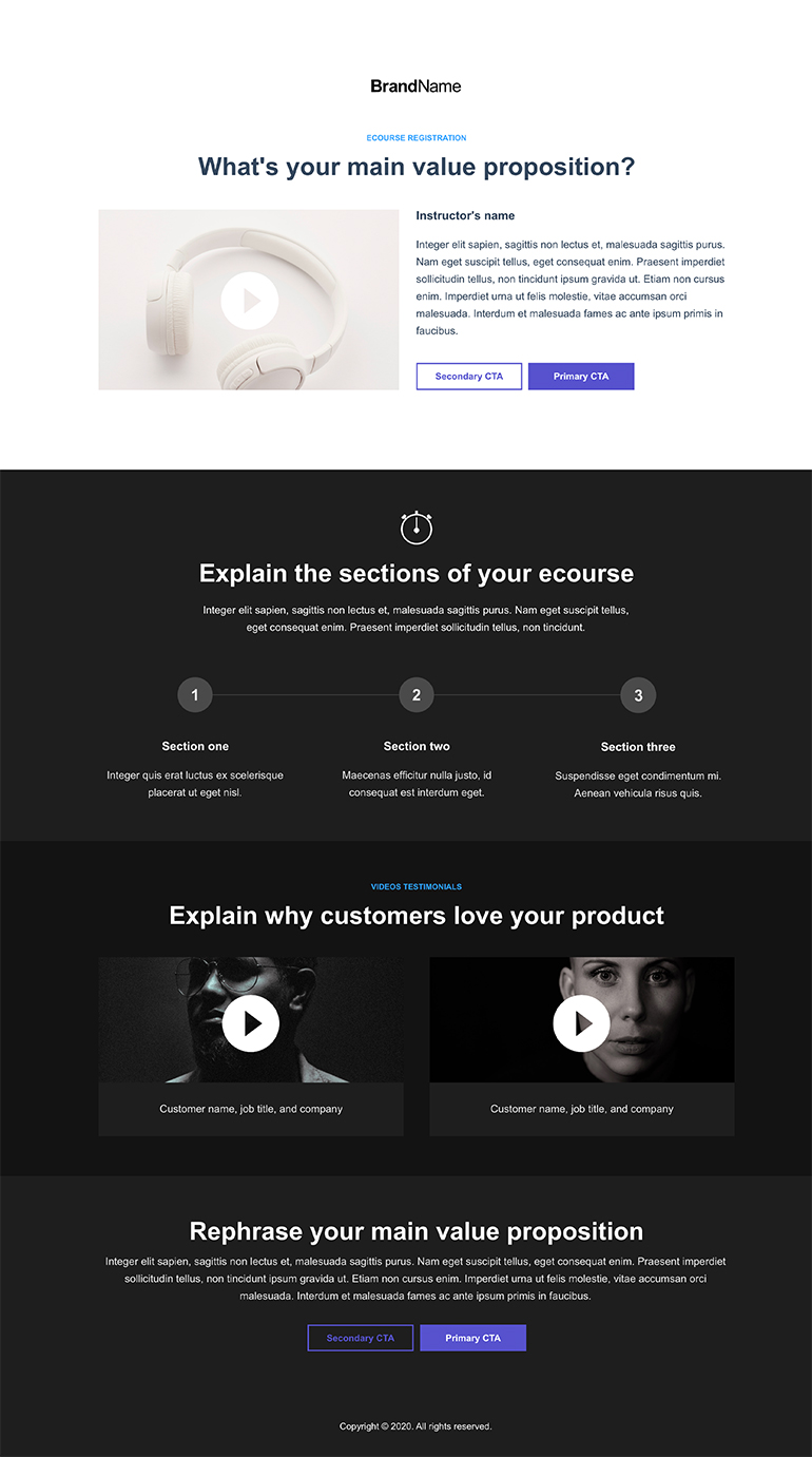Ecourse Registration Landing Page 2